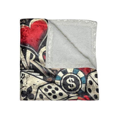 Hearts & Spades Casino Crushed Velvet Blanket