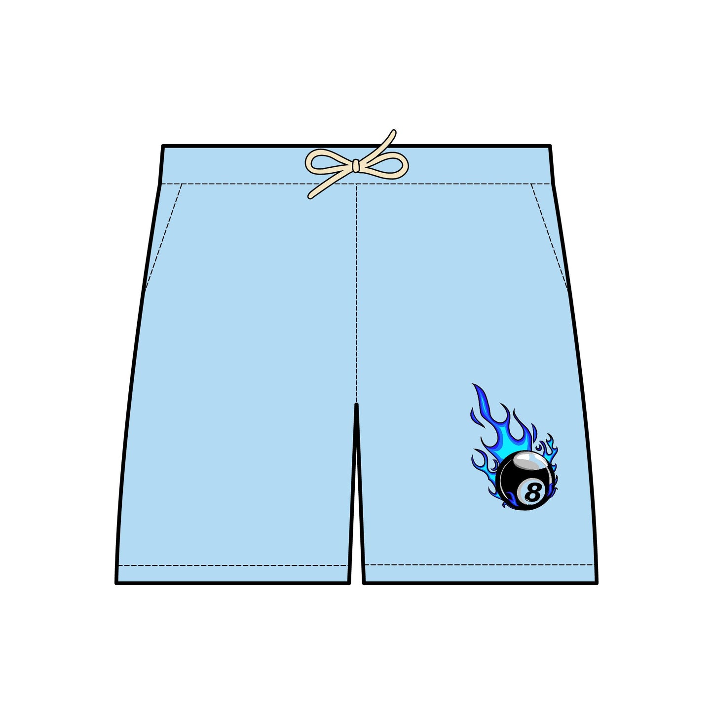 Fleece Sweat Shorts - Flaming 8-Ball Design