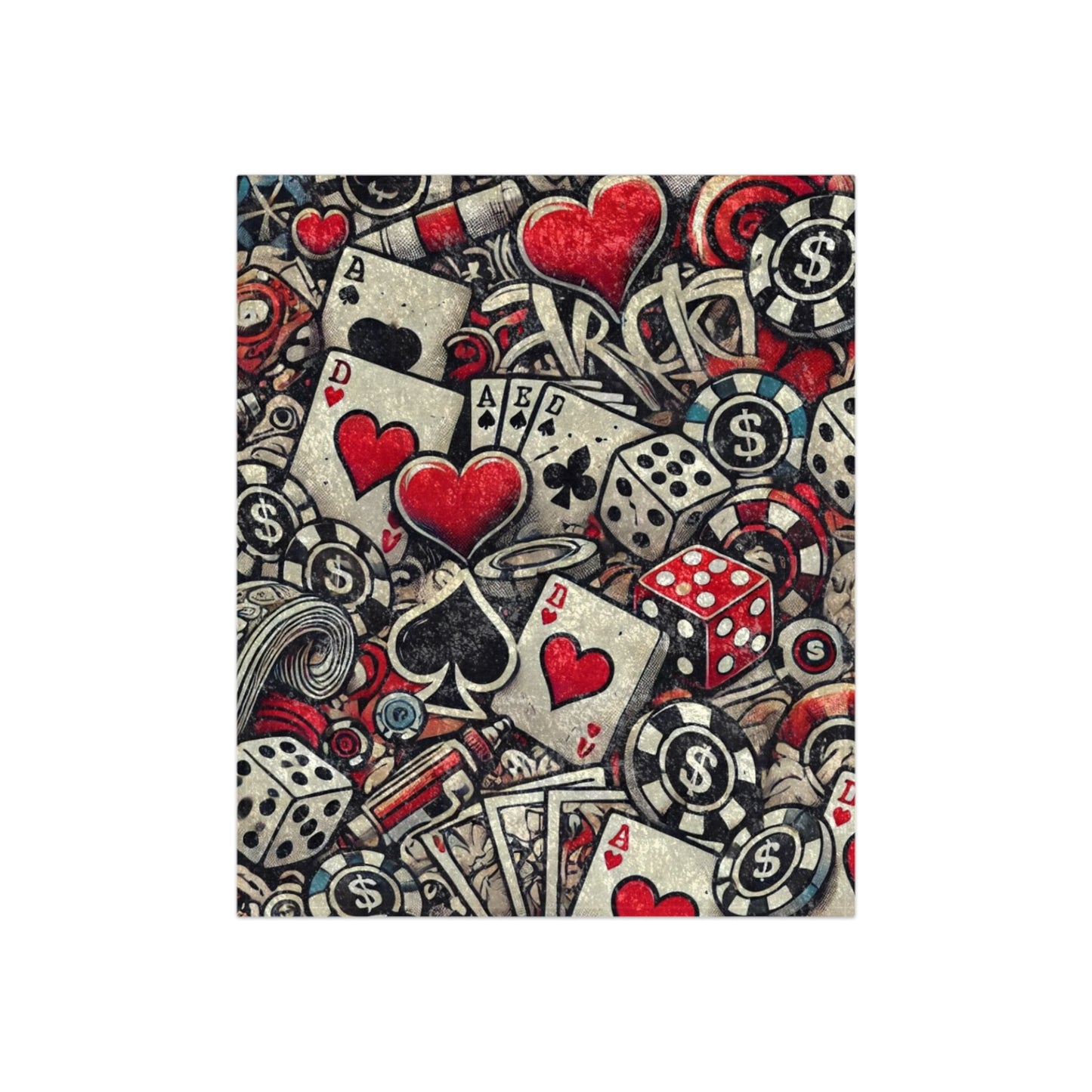 Hearts & Spades Casino Crushed Velvet Blanket