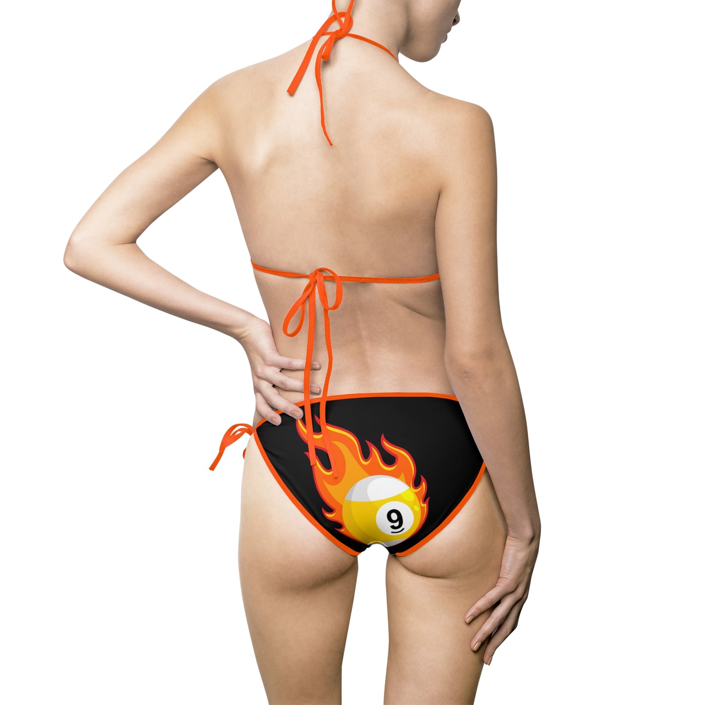 Bikini Swimsuit - 9ball Billiards Flaming 9 Ball Design