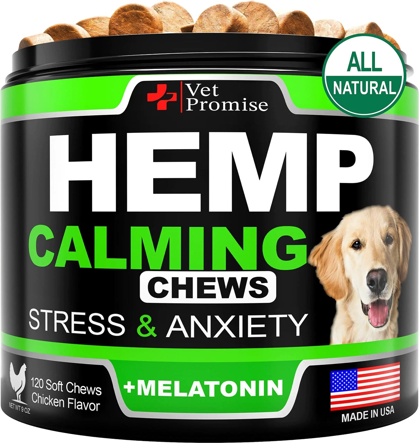 Hemp Relaxation Bites for Dogs - 120 Natural Stress Relief Treats