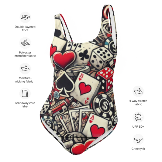 Hearts and Spades Casino One piece Swim suit