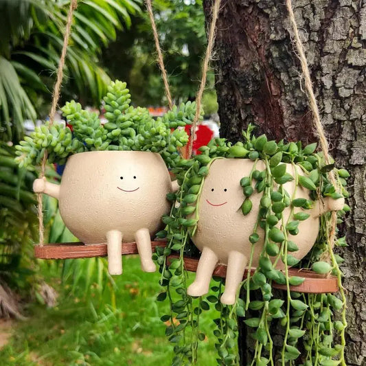 Whimsy Swinging Face Planter