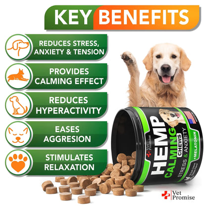 Hemp Relaxation Bites for Dogs - 120 Natural Stress Relief Treats